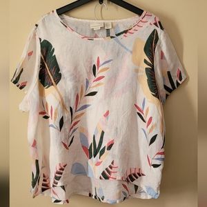 Cynthia Rowley 100% Linen Palm Leaf Women Top and Pant Set